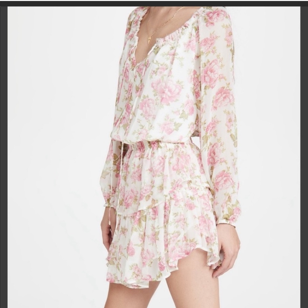 LoveShackFancy Floral Pink and Cream Dress